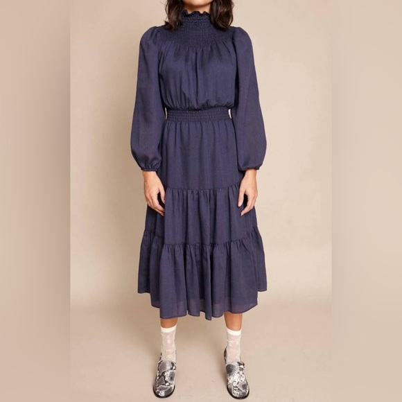 WARM daisy  long sleeve dress in navy Sz 1 - Picture 1 of 13